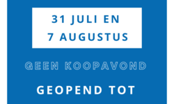 Geen koopzondag 31 juli en 7 augustus